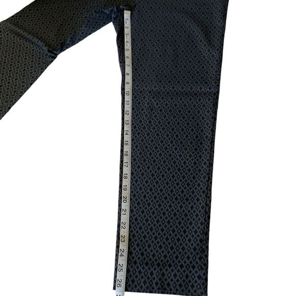 Krazy Larry Pants Straight Leg Pull On Diamond Print Blue Grey Stretch Women 14 - Picture 7 of 12